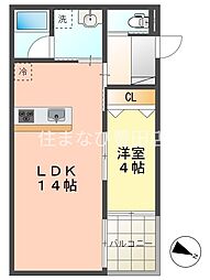 エテルナ山之手 1LDKの間取図画像