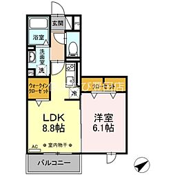 グランピュア土橋 1LDKの間取図画像