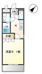エルミタージュ 1Kの間取図画像