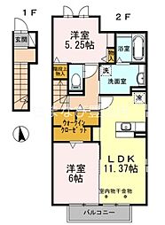 ロータス神池 2LDKの間取図画像
