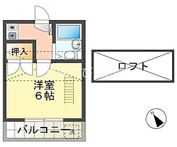 アイシティ大林 1Kの間取図画像