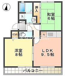 サンビレッジ上郷C棟 2LDKの間取図画像