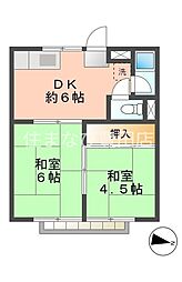 イヤーコート上豊田C 2DKの間取図画像