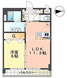 琥珀 1LDKの間取図画像