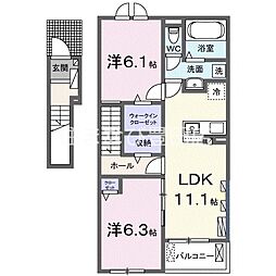 オリアーナII 2LDKの間取図画像