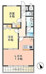 グリーンスクエア 2LDKの間取図画像