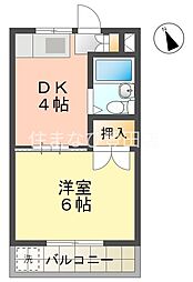 ヒルズ池下B棟 1DKの間取図画像