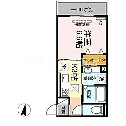 グランドディールーム京町 1Kの間取図画像