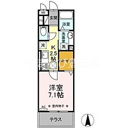 クインシー18 1Kの間取図画像