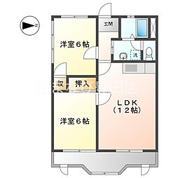 コーポラスコスモス 2LDKの間取図画像