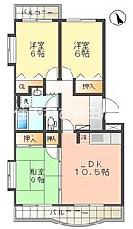 シャンポール青木 3LDKの間取図画像