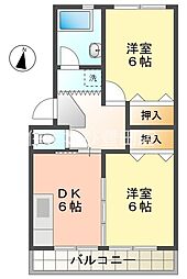 平野ハイツ 2DKの間取図画像