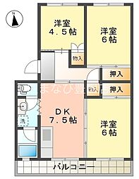 第2平野ハイツ 3DKの間取図画像