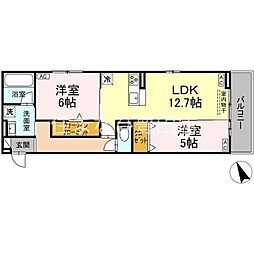 GRAND D-ROOM平芝 2LDKの間取図画像