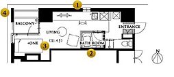 Y'sGARDEN ワンルームの間取図画像