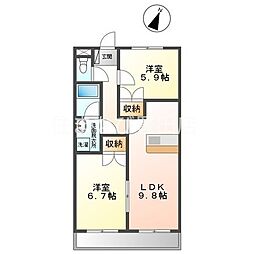 エクセルナイン 2DKの間取図画像