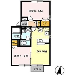 ソレアード三好 2DKの間取図画像