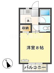 青木ヒルズα-3 1Kの間取図画像