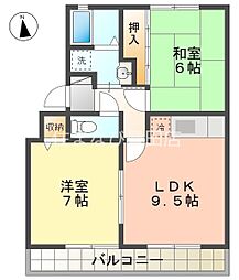 サンビレッジ上郷C棟 2LDKの間取図画像