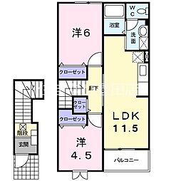 アルメリア 2LDKの間取図画像