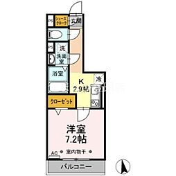 GRANDD-room月見 1Kの間取図画像