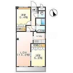 聖心町の館 2LDKの間取図画像