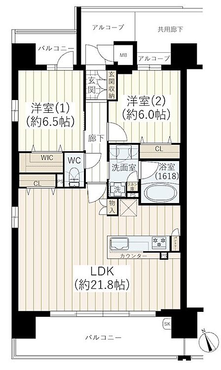 2LDK 間取り