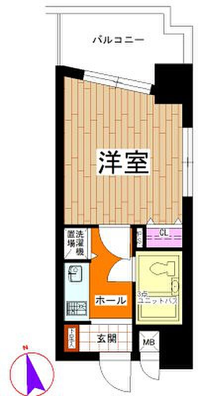 約23m2のコンパクトな間取りの物件です。