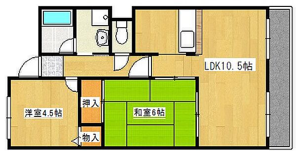 兵庫県神戸市灘区畑原通3丁目(賃貸マンション2LDK・4階・54.35㎡)の写真 その2