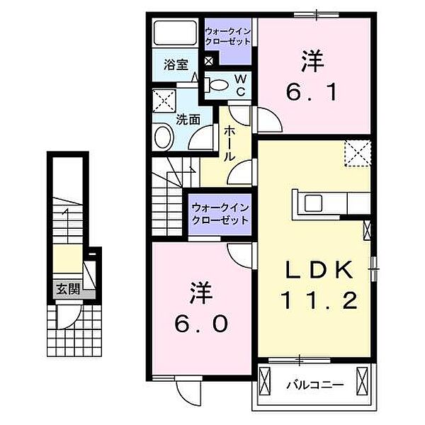 兵庫県姫路市土山4丁目(賃貸アパート2LDK・2階・57.64㎡)の写真 その2