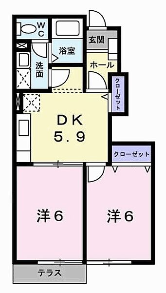 兵庫県加古川市尾上町長田(賃貸アパート2K・1階・42.77㎡)の写真 その2