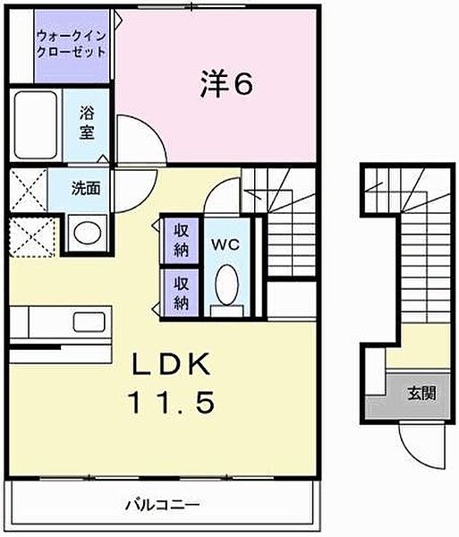 兵庫県姫路市飾磨区今在家6丁目(賃貸アパート1LDK・2階・46.28㎡)の写真 その2