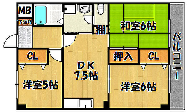 兵庫県明石市貴崎3丁目(賃貸マンション3DK・2階・56.30㎡)の写真 その2