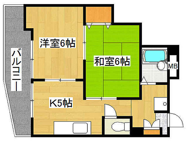 兵庫県神戸市灘区楠丘町6丁目(賃貸マンション2DK・4階・38.00㎡)の写真 その2