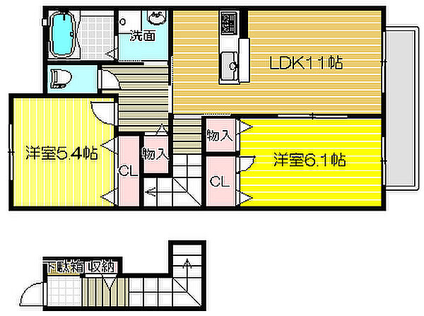 兵庫県姫路市東今宿5丁目(賃貸アパート2LDK・2階・62.00㎡)の写真 その2