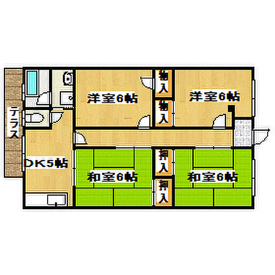 兵庫県明石市魚住町清水(賃貸アパート4DK・1階・69.00㎡)の写真 その2