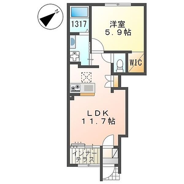 兵庫県姫路市奥山(賃貸アパート1LDK・1階・43.24㎡)の写真 その2