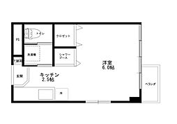 BACKS 2階ワンルームの間取り