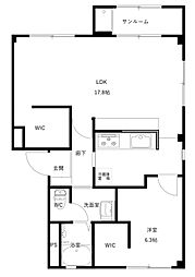 リヴ・リバー光ケ丘 1LDKの間取図画像