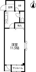 グリーンハイツ1番館 1Kの間取図画像