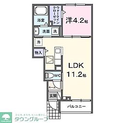パフュームII 1階1LDKの間取り
