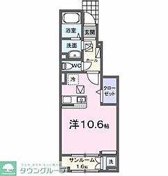 パフュームI 1階ワンルームの間取り