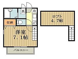 ＭＩＬＬＥＴ　ＦＩＥＬＤ 2階1Kの間取り