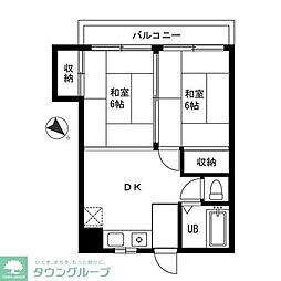 第2浜中マンション 3階2DKの間取り