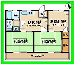 コーポベル 2階3DKの間取り