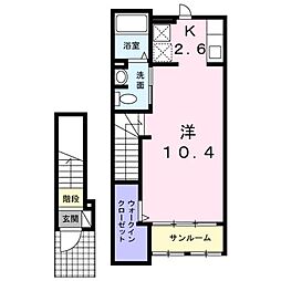 ガーデニア西町 1Kの間取図画像