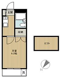 シティキャビンA棟 1Kの間取図画像