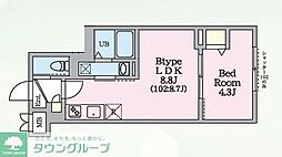 エルファーロ三鷹 1LDKの間取図画像