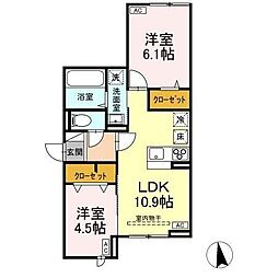 アセットコート貫井北町B 2LDKの間取図画像