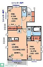 かえでパレス 2LDKの間取図画像